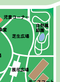 春日公園・自然風庭園とテニスコート付近地図