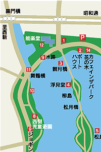 浮見堂・観月橋・松島付近の地図