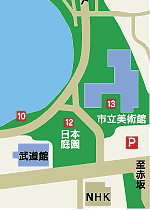 市立美術館・日本庭園付近の地図